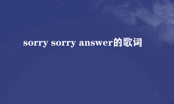 sorry sorry answer的歌词