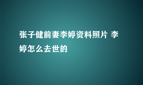 张子健前妻李婷资料照片 李婷怎么去世的