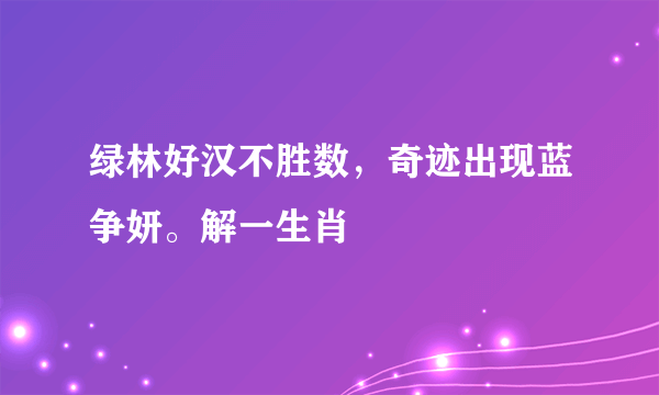 绿林好汉不胜数，奇迹出现蓝争妍。解一生肖