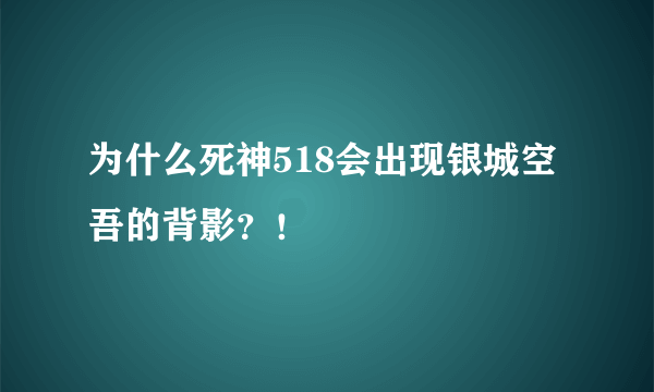 为什么死神518会出现银城空吾的背影？！