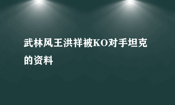 武林风王洪祥被KO对手坦克的资料