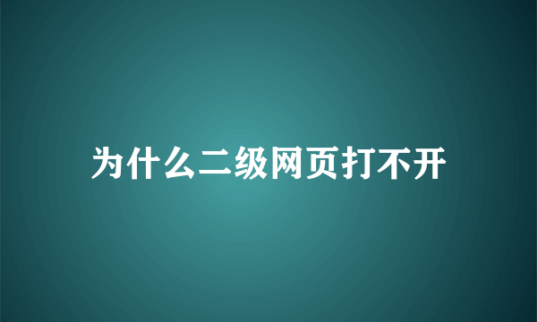 为什么二级网页打不开