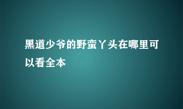 黑道少爷的野蛮丫头在哪里可以看全本