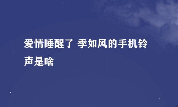 爱情睡醒了 季如风的手机铃声是啥