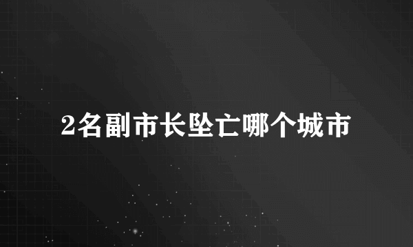 2名副市长坠亡哪个城市