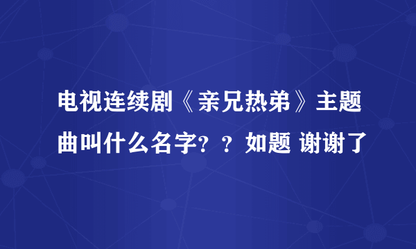 电视连续剧《亲兄热弟》主题曲叫什么名字？？如题 谢谢了