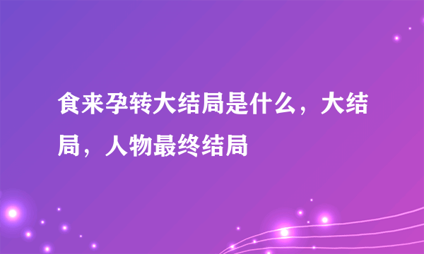 食来孕转大结局是什么，大结局，人物最终结局