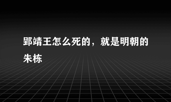 郢靖王怎么死的，就是明朝的朱栋