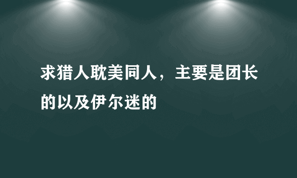 求猎人耽美同人，主要是团长的以及伊尔迷的