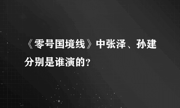 《零号国境线》中张泽、孙建分别是谁演的？