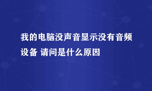 我的电脑没声音显示没有音频设备 请问是什么原因