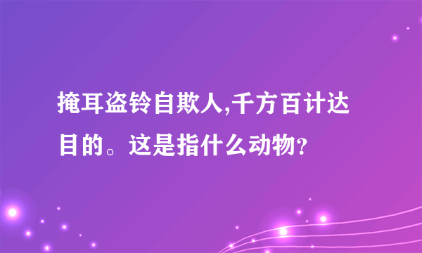 掩耳盗铃自欺人,千方百计达目的。这是指什么动物？