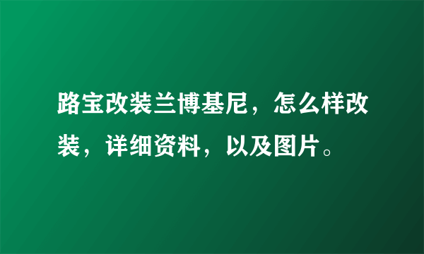 路宝改装兰博基尼，怎么样改装，详细资料，以及图片。