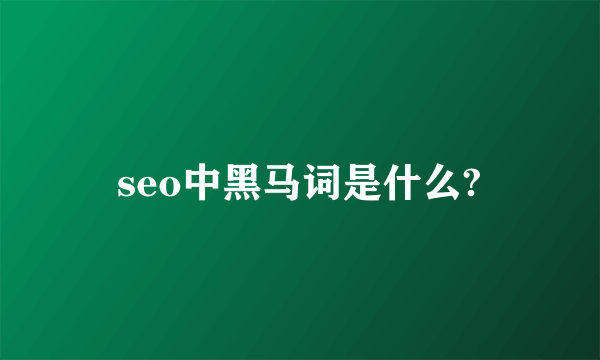 seo中黑马词是什么?