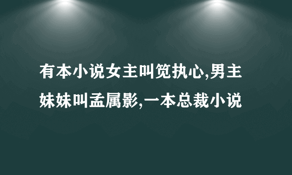 有本小说女主叫笕执心,男主妹妹叫孟属影,一本总裁小说