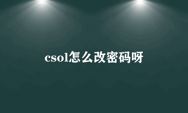 csol怎么改密码呀