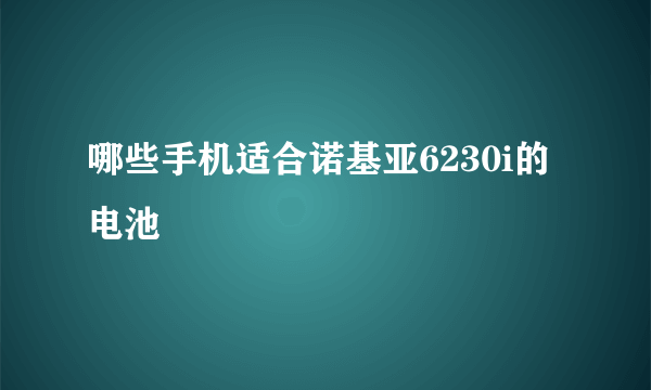 哪些手机适合诺基亚6230i的电池