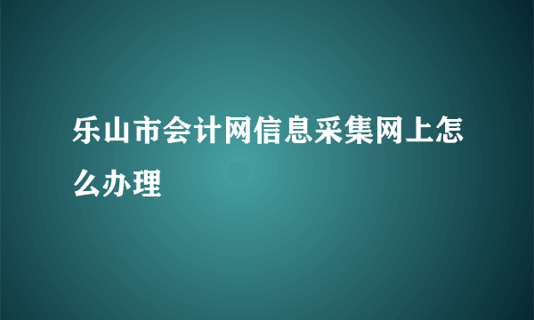 乐山市会计网信息采集网上怎么办理