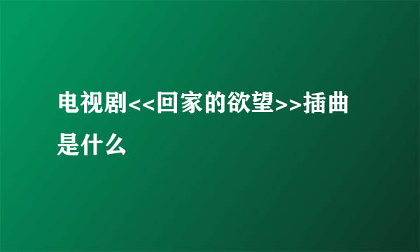 电视剧<<回家的欲望>>插曲是什么