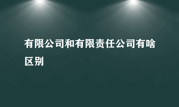 有限公司和有限责任公司有啥区别