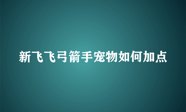 新飞飞弓箭手宠物如何加点