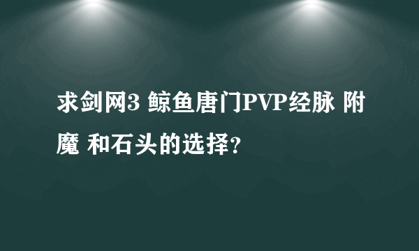 求剑网3 鲸鱼唐门PVP经脉 附魔 和石头的选择？