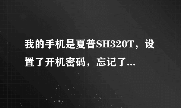 我的手机是夏普SH320T，设置了开机密码，忘记了。。。现在开不了机，怎么办？