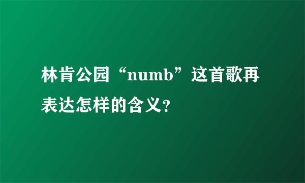 林肯公园“numb”这首歌再表达怎样的含义？