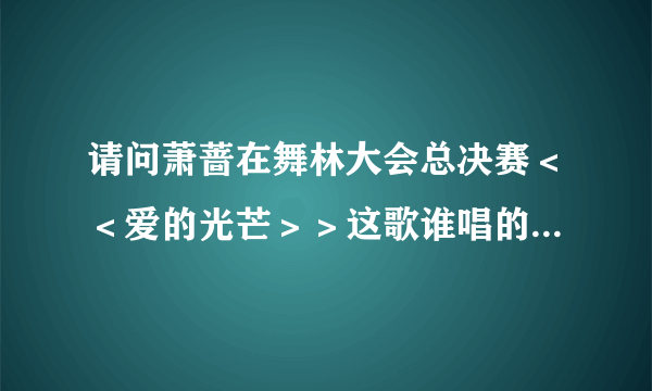 请问萧蔷在舞林大会总决赛＜＜爱的光芒＞＞这歌谁唱的．歌名是什么？