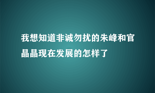 我想知道非诚勿扰的朱峰和官晶晶现在发展的怎样了