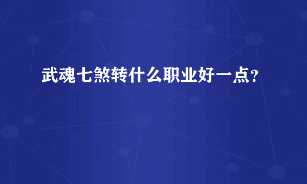 武魂七煞转什么职业好一点？