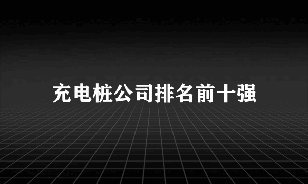 充电桩公司排名前十强