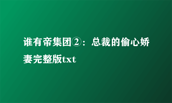 谁有帝集团②：总裁的偷心娇妻完整版txt