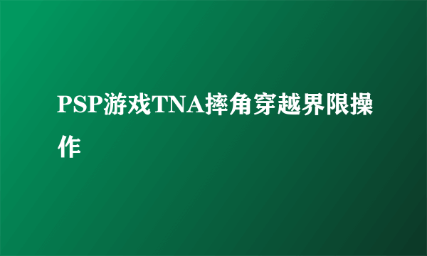 PSP游戏TNA摔角穿越界限操作