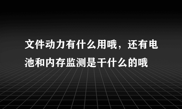 文件动力有什么用哦，还有电池和内存监测是干什么的哦