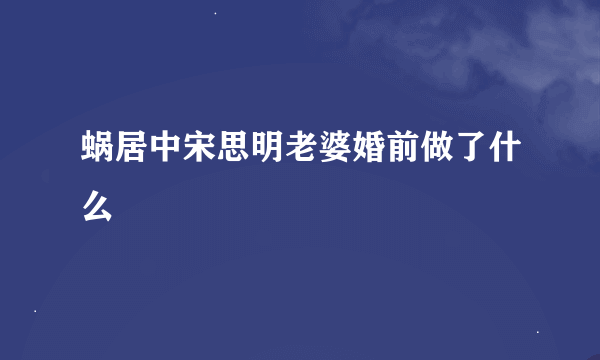 蜗居中宋思明老婆婚前做了什么