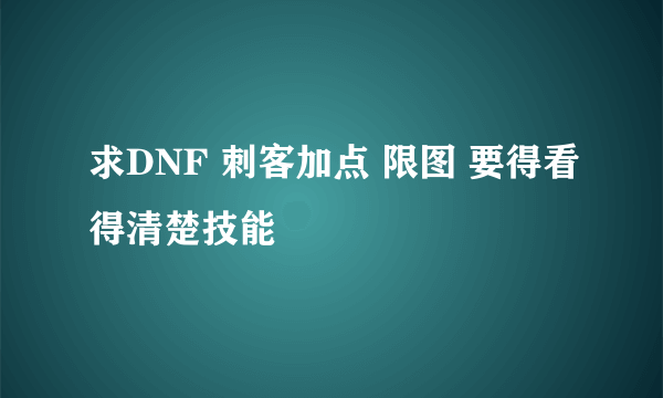 求DNF 刺客加点 限图 要得看得清楚技能