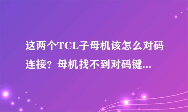 这两个TCL子母机该怎么对码连接？母机找不到对码键，确定是一对