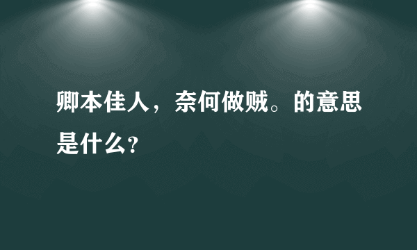 卿本佳人，奈何做贼。的意思是什么？