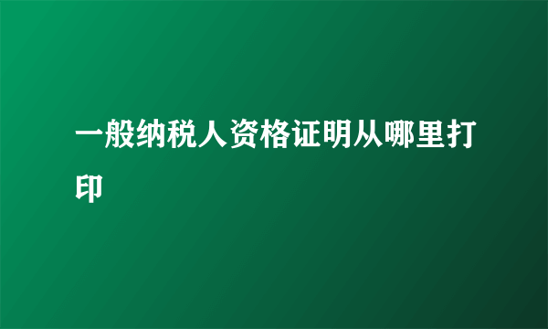 一般纳税人资格证明从哪里打印