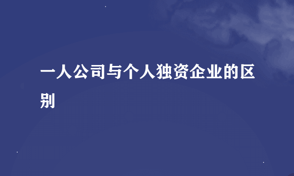 一人公司与个人独资企业的区别