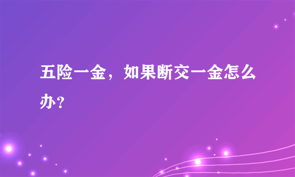 五险一金，如果断交一金怎么办？