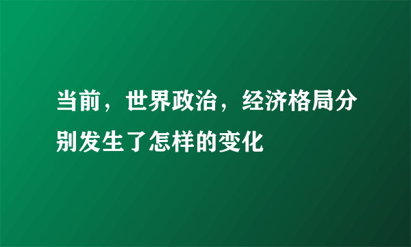 当前，世界政治，经济格局分别发生了怎样的变化