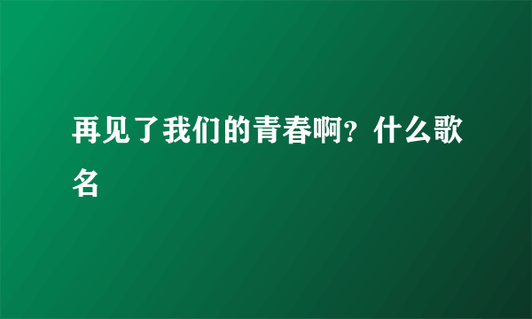 再见了我们的青春啊？什么歌名