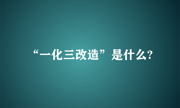 “一化三改造”是什么?