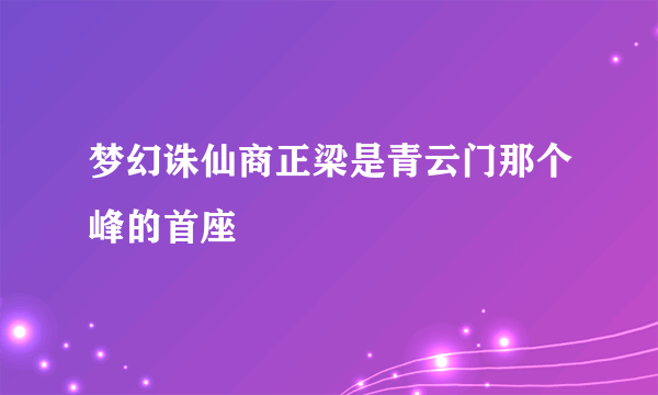 梦幻诛仙商正梁是青云门那个峰的首座