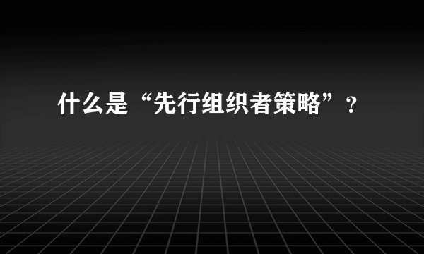 什么是“先行组织者策略”？