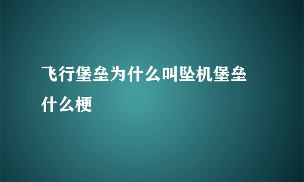 飞行堡垒为什么叫坠机堡垒 什么梗