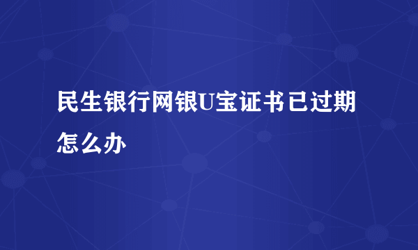 民生银行网银U宝证书已过期怎么办