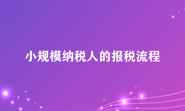 小规模纳税人的报税流程